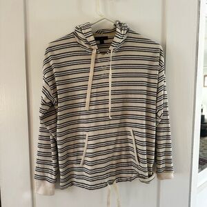 J.Crew Cream and Black Striped Pullover